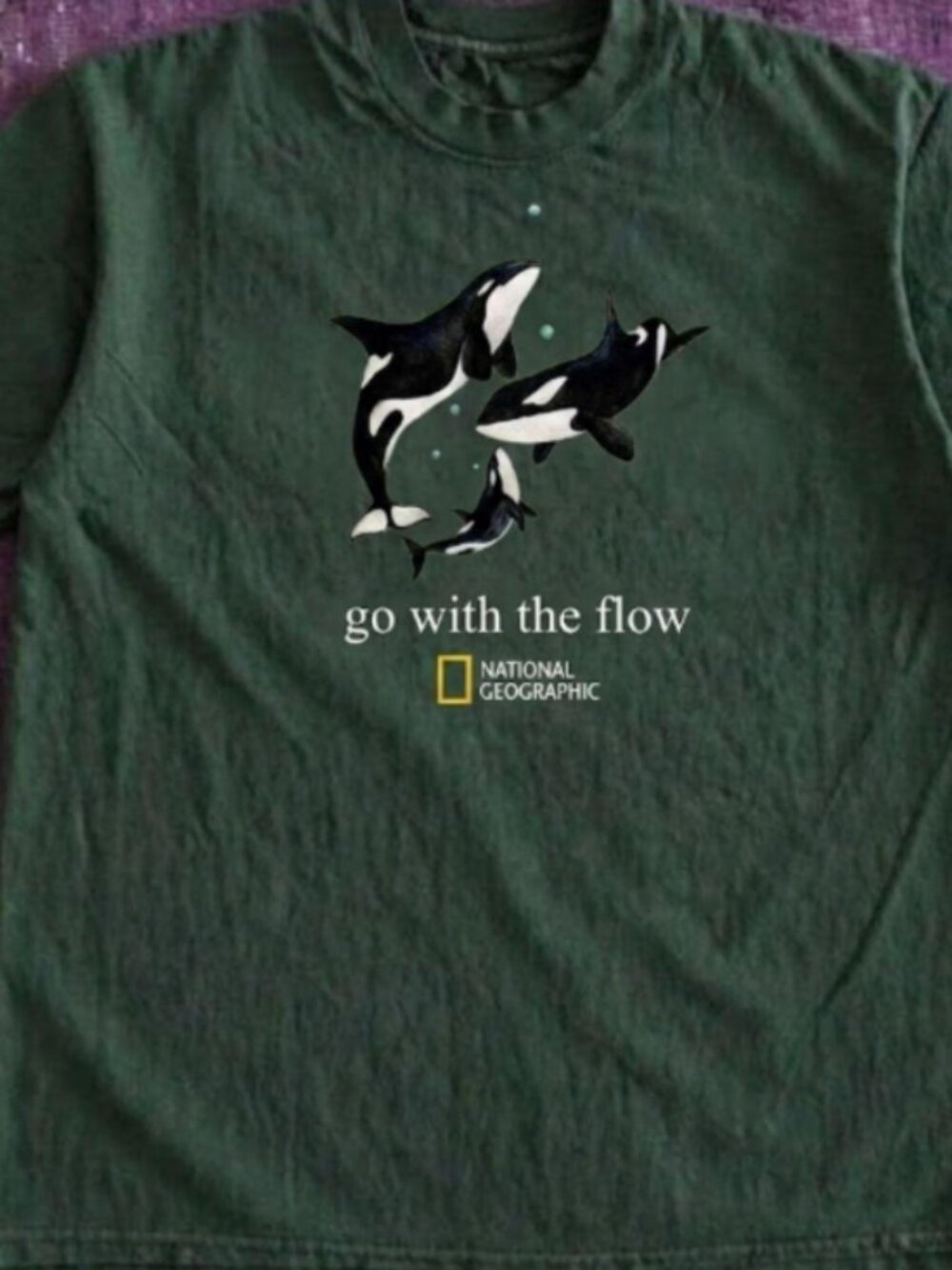 National Geographic whale forest green t-shirt